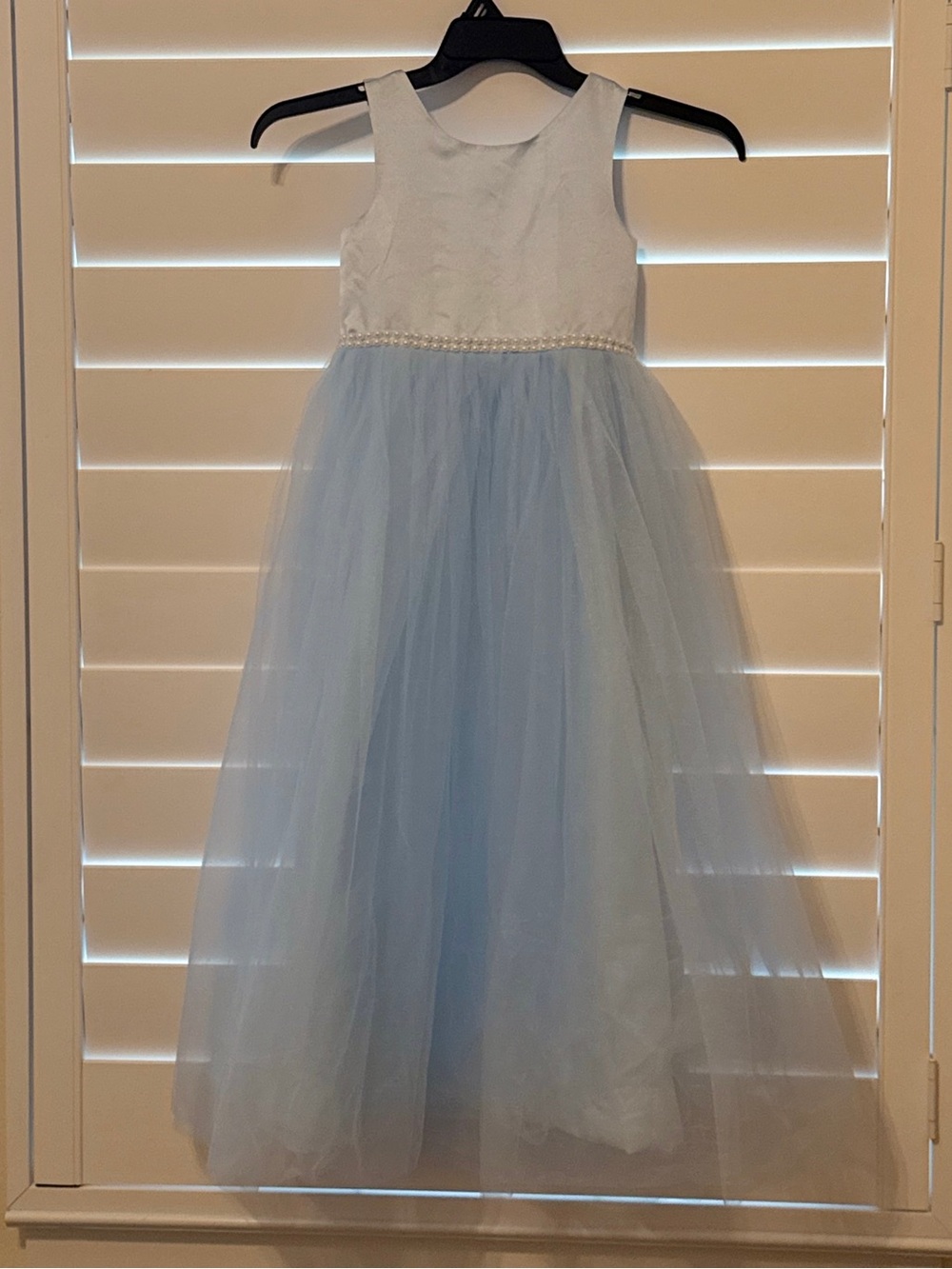 Girls Light Blue Size 8 Satin Tulle Princess Pageant Dress